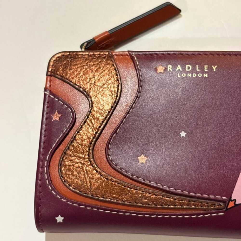 Radley London Scottie Dog Leather Wallet Zip Around Burgundy - Picture 7 of 12